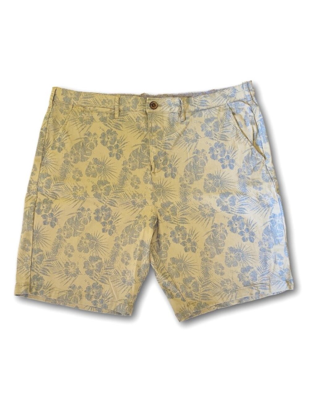Jachs NY Bleecker Hawaiian Floral Chino Shorts Beige & Blue Size 38